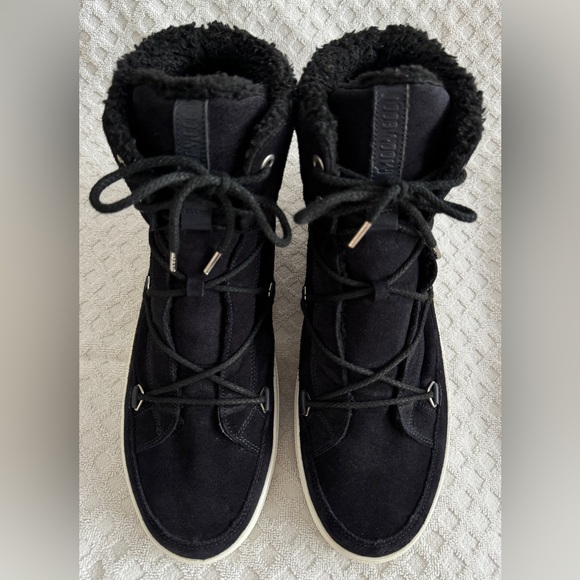 Tecnica Moon Boots Mercury High Paris Boot Black Suede Leather Faux Fur Size 10 - Picture 10 of 15